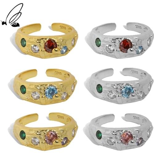 SSTEEL Sterling Silver 925 Design Micro Inlaid Zircon Texture Gifts For Women Rings Aesthetic Punk Wedding 2021 Trend Jewelry