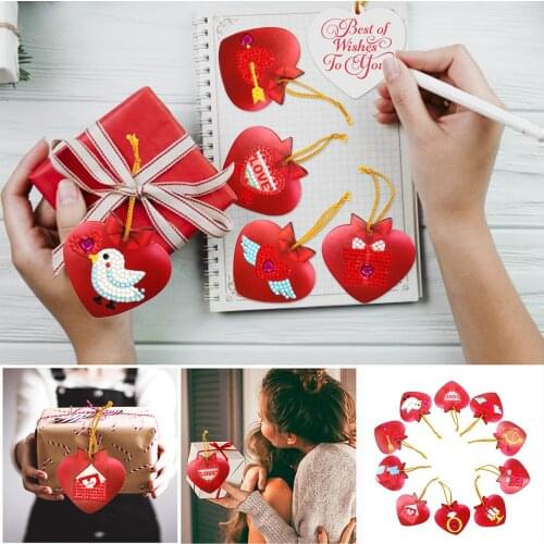 10pcs Cartoon 5D Diamond painting DIY Crafts Acrylic Valentines Day Decoration Ornaments Shaped Diamond Love Cards Ornament