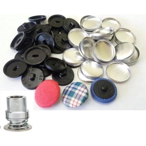 1000 Set Aluminum Round Fabric Covered Cloth Button with Plastic Black Back and 1 Pcs Mould Set