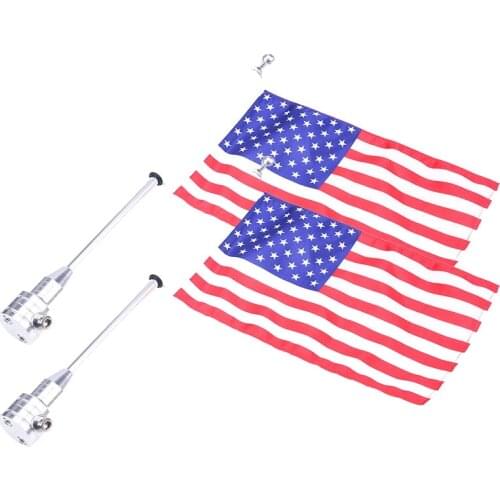 2pcs/set Motorcycle Rear Side Mount Flag Pole America USA United State Flag For Harley Sportster 883 1200 XL Bobber Chopper