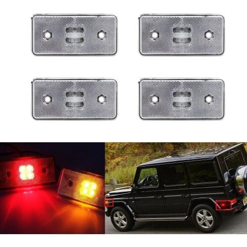4pcs Clear Lens LED Front Rear Side Marker Light Turn Signal Lamp Fender for Benz G500 G550 G55 G63 2002-2014 G-Class