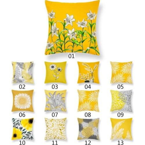 45x45cm Yellow Floewr Pillowcase Geometric Throw Cushion Pillow Cover Printing Cushion Pillow Case Bedroom Office