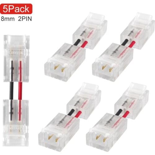 5pcs 8mm/10mm 2pin LED Connector 2 Pins H Shape Single Color Tape Light Power Wire Cable Extension Cord Crystal Terminal Block