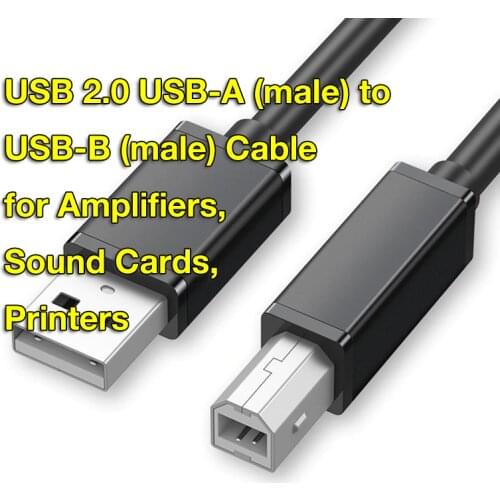 USB 2.0 Type A to Type B Printer Cable Cord Compatible with Piano, Midi Controller, Midi Keyboard, Audio Interface Recording