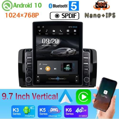 Head Unit 9.7" Vertical Tesla Android 10 Car Media Radio GPS PX6 4+64G For Mercedes Benz R-Class W251 2006-2012 SPDIF 360 Camera
