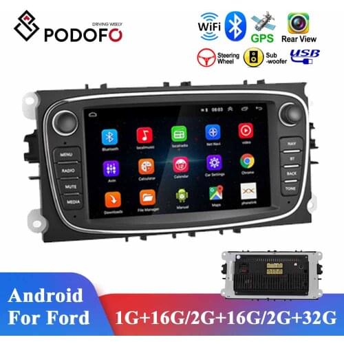Podofo Android 8.1 Car Radio 2 Din Car Multimedia player GPS Autoradio 7'' Mp5 Player For Ford/Focus/S-Max/Mondeo 9/GalaxyC-Max