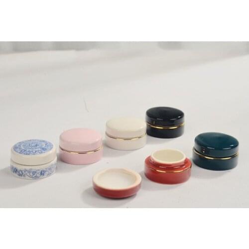 7ml Cream Jar Ceramic Cosmetic Jar Eyeshadow Lipstick Retro Color Container
