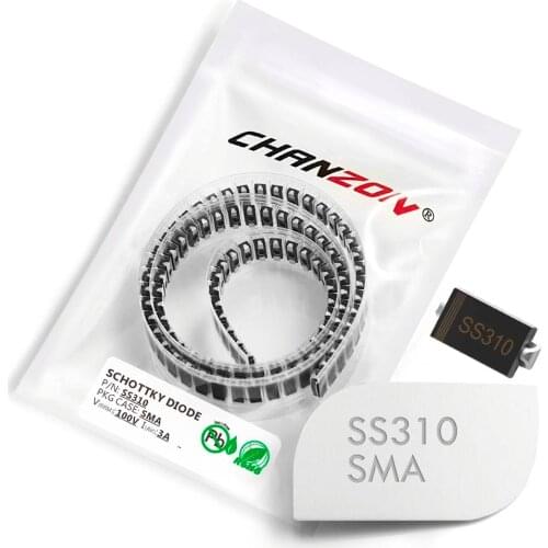 100 Pcs) SS310 SMD Schottky Barrier Rectifier Diodes 3A 100V SMA (DO-214AC) 3 Amp 100 Volt
