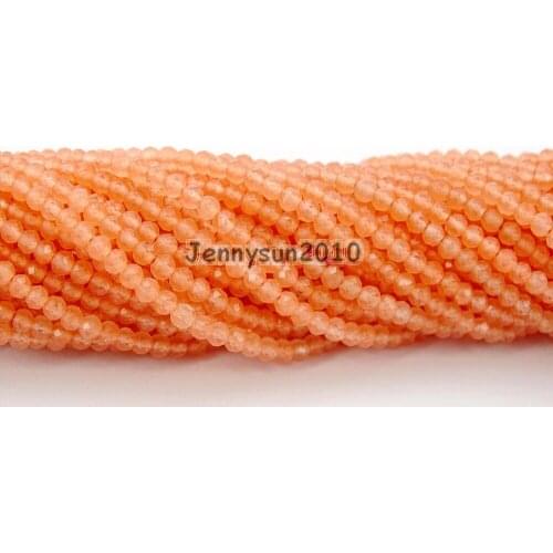 Brilliant Cut Shining Natural Peach Ja-de Gems Stone 2mm~2.7mm Faceted Round Beads Jewelry Making 2 Strands/Pack