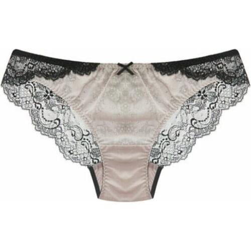 Bogeda 100 Silk Underwear Women Beige Panties Briefs Underwear High Quality Bow Female Lingerie Brand Underpants