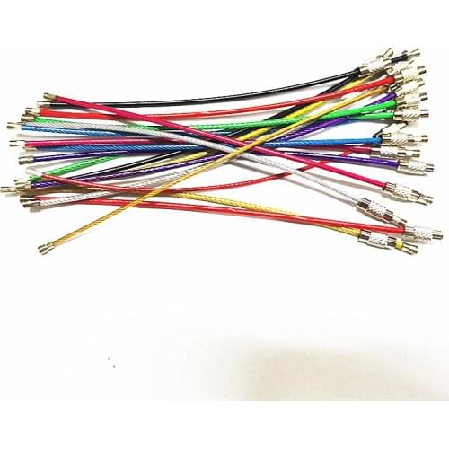 10/20/50pcs EDC Keychain Tag Rope Wire Cable Loop Screw Lock Gadget Ring Key Keyring Circle Camp Rope Fittings