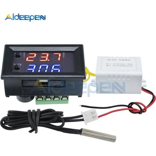 DC 12V AC 110V-220V W1209 LED Digital Thermostat Temperature Controller Regulator NTC Sensor Meter Transformer Power Module