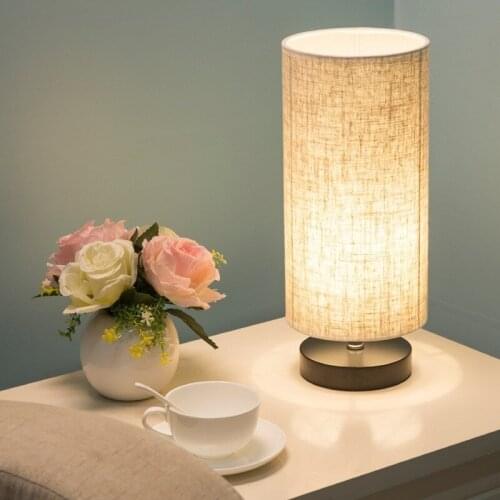 Wood Table Lamp Retro Minimalist Solid Wood Fabric Shade Relax Lighting For Bedroom Bedside Desk Lamp Easy To Operate WJ11