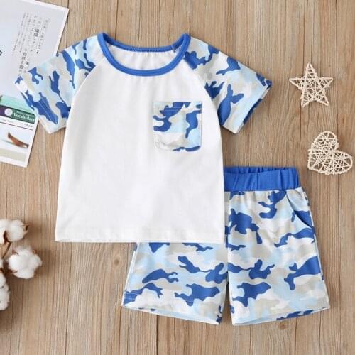 Baby Clothes Camouflage Set Children Korean-style Elasticity Two-Piece Baby Girl Boy Set Summer Children 2021 New T-shirt+Shorts