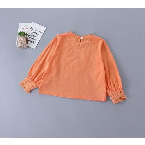 2-7 year high quality girl clothing 2020 new autumn casual fashion kid children shirt clothes solid orange girl blouse