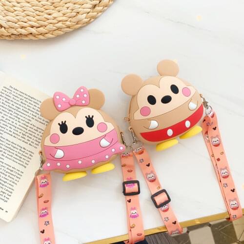 Disney Backpack for Children Mickey Minnie Mouse Bag Waterproof Silicone Baby Girl Primary Schoolbag Storage Bag Large Capacity