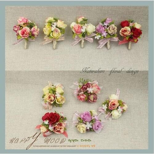 DIY 5Kinds Colors New Creative Rose Wrist Flowers Bride bridesma Wrist Flowers Wedding Party Meeting Decorative Wrist Flowers