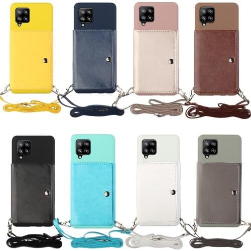 For Samsung A12 A52 A72 5G A01 A11 A21 A31 A41 A51 A71 A10 A20 A30 A40 A50 A70 Wallet Phone Case Diagonal Shoulder Strap