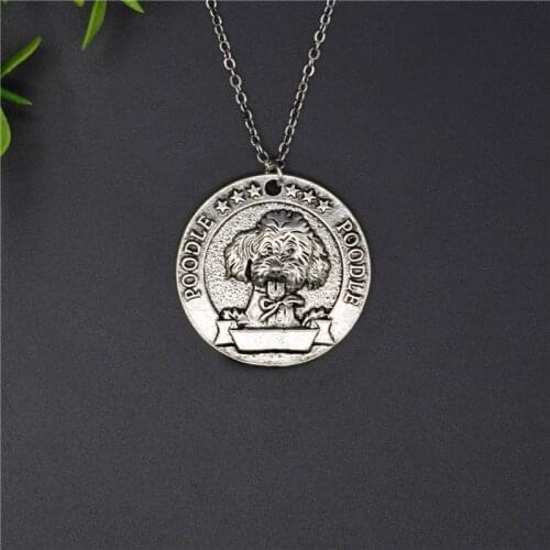 Elfin New Vintage Retro French Poodle Necklaces High Quality Poodle Pendant Necklaces Pet Dog Medal Pendant Jewelry