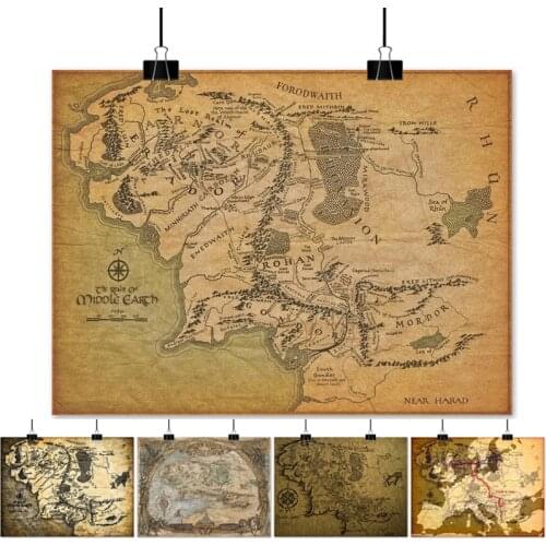 Middle Earth Retro Wall Poster Print Near HARAD City Map Wall Art Vintage Map Wall Canvas Painting Livingroom Home Picture Decor