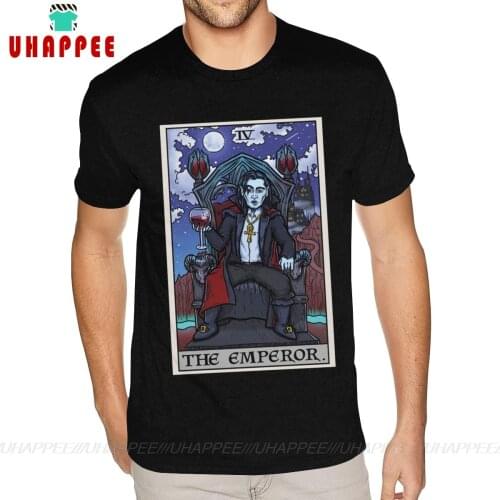 The Emperor Tarot Card Halloween Bram Stoker Count Dracula Tee Shirt Mens Bespoke Short Sleeves Heavy Cotton Black O-neck Tees
