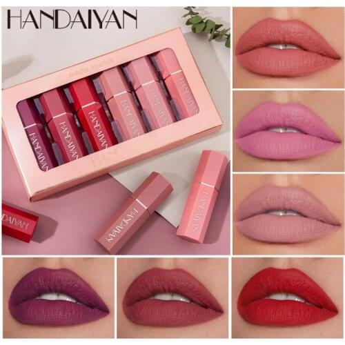 HANDAIYAN 6PCS Matte Lipstick Set Long Lasting Waterproof Easy To Wear Lip Gloss Set Lipstick Pen Cosmetic Makeup Gift Box TSLM1