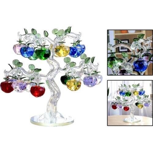 Crystal Apple Tree Ornament Fengshui Glass Crafts Home Decor Figurines Ornaments Christmas New Year Birthday Souvenirs Gift