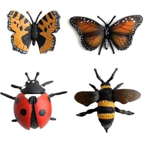 Simulation Animals Model Plastic Insect Stag Beetle Spider Bee Ladybird Mantis Butterfly Figurine Decoration