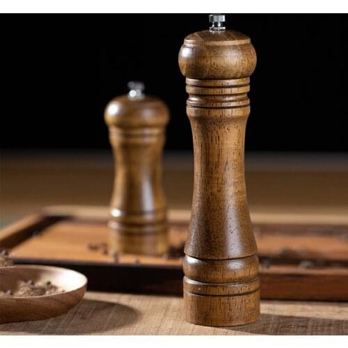 Classic Oak Wood Pepper Spice Mill Grinder Set Handheld Seasoning Mills Grinder Ceramic Grinding Core BBQ Tools Kitchen Gadgets