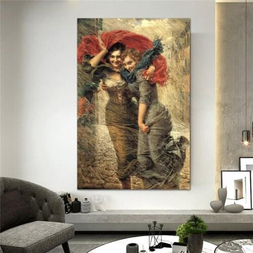 Fashion Wall Art Girl Running in the rain Picture Custom Poster Prints Canvas Art Beauty Wall Picture Painting Modern Home Decor