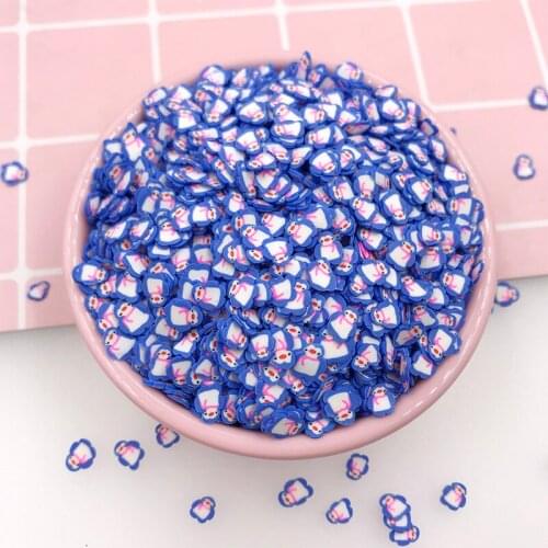 100g Blue Penguin Hot Clay Sprinkles for Slime Polymer Clay Slices DIY Crafts Making Decals Kit Nail Art Accessories 5mm