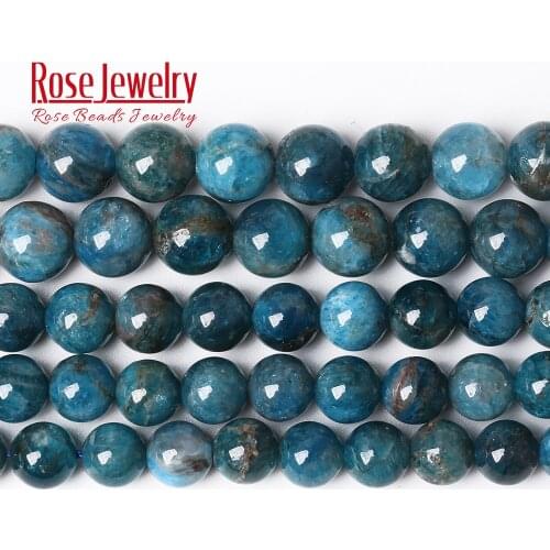 Natural Stone Blue Apatite Quartz Round Loose Beads 15" Strand 6 8 10 MM Pick Size for Jewelry Making DIY Bracelet
