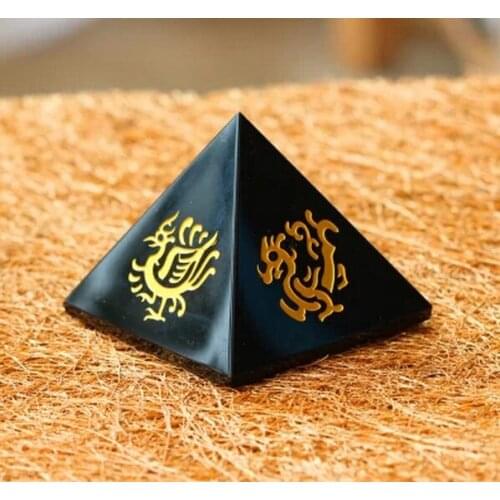 Natural obsidian crystal quartz pyramid stone lucky feng shui crystal Healing energy stone decoration approx 50mm