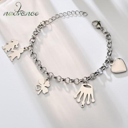 Nextvance Crown Four Leaf Heart Bracelets Adjustable Chain Pendant Bracelet for Boys Girls Gift Party Jewelry