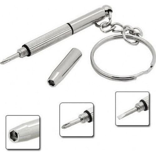 3 In 1 Eyeglass Screwdriver Portable Keychain Screwdriver Stainless Steel Sunglasses Watch Screwdriver Watch Repair Kit Tools