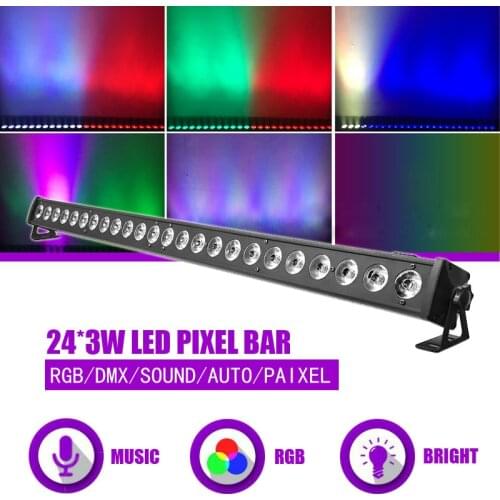 24*3W RGB 3 in 1 LED PIxel Bar Stage Matrix Effect Lighting For DJ Disco Party Wedding DMX Sound Music Mode Lamp Wall Wash