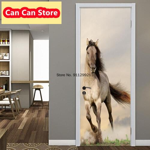 Horseshoe on The Door Sticker de Porte Vinilo Puertas Decortivas Indoor Home Decor Horse for Teenager Rooms Waterproof Stickers