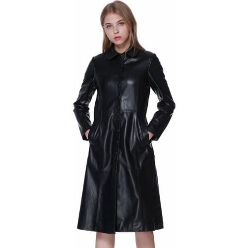 Casual Free shipping.Womens style jacket,genuine leather coat.fashion long sheepskin overcoat.femme Brand quality clothes
