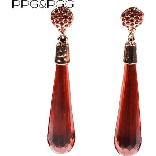 PPG&PGG Brand Ethnic Fashion Bijoux Long Water Drop Pendant Statement Earrings For Women Gifts New Charm Cute Jewelry Hot Sale