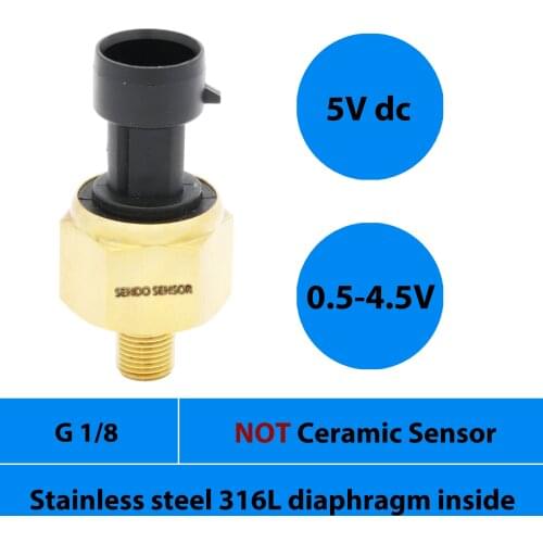 Pression transducer, 0 150 psi, 12, 16 bar, 2.5mpa, gauge pressure, 15, 30, 50psi, 75 psi, G 1 8 thread, 5Vdc, 0.5 4.5V, IP 65