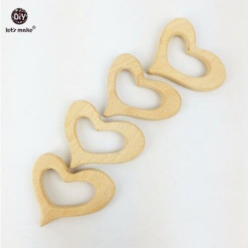 Lets make Baby Teether Rattle Wooden Teething 10PC Beech Wooden Heart Wood Necklace Nursing Bracelet Pendant Wooden Teether