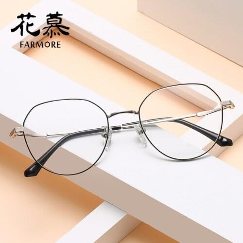 Transparent myopia new black big face alloy ultra light metal personalized fashion flat lens