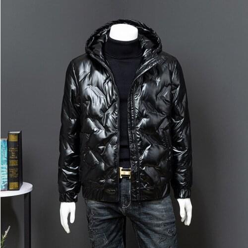 -20 Degree Winter New Shiny Mens Down Jacket Hooded Thicken Warm Parkas Coat Youth Male Fashion White Duck Down Jackets Outwear