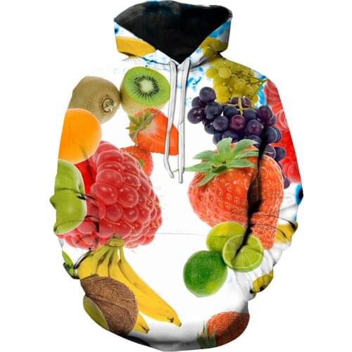 3D printing pattern fruit series spring and autumn mens and womens hooded pullover S-6XL