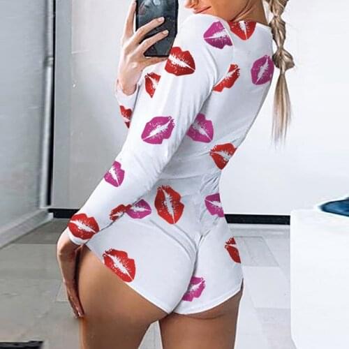 Sexy Women Bodysuit Long Sleeve Deep V Neck Bodycon Stretch Leotard Crop Top Button Short Romper Pajamas Women Jumpsuit Overalls