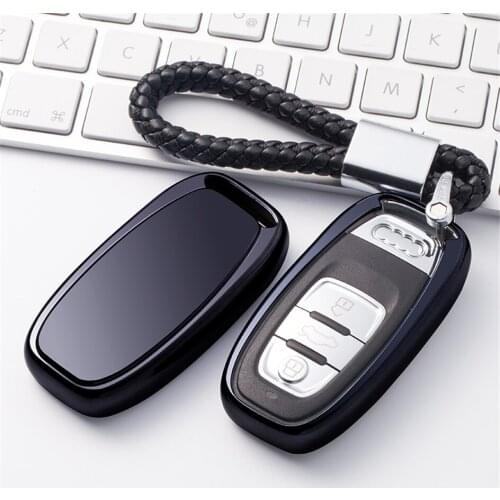 TPU Car Key Case Cover For Audi A4 S4 B7 B8 A6 A5 A7 A8 Q5 S5 S6 Q7 Braid Woven Car Key Holder Fob Shell Keyring Car Accessories