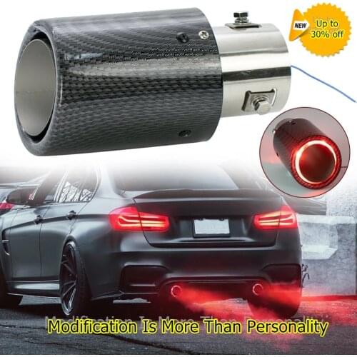 Silenciador de escape modificado Universal para coche, tubo trasero de fibra de carbono LED rojo brillante For Universal Model