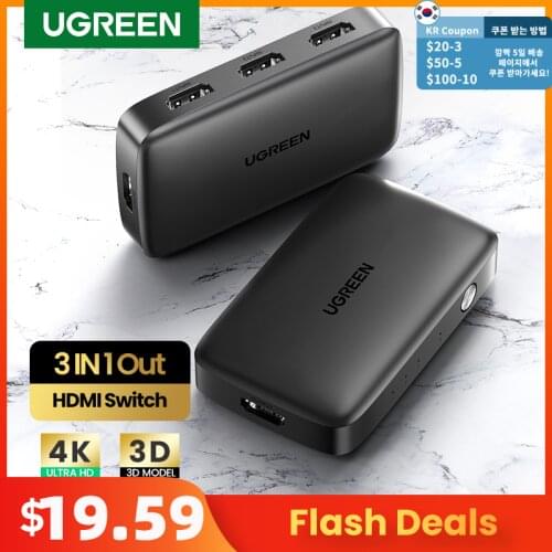 UGREEN 4K HDMI-compatible Switch 3 in 1 Out HDMI-compatible Switcher Splitter for Mi Box 4k for NS PS4 with IR Remote Control