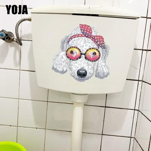 YOJA 22.7×22.7CM Dog With Glasses Creative Cartoon Wall Stickers Mural Fashion Toilet Decoration T1-2896
