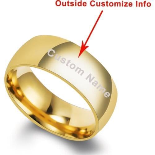Engrave Custom Name Glossy Letter ring For Women gold color316L Stainless Steel finger rings for men smooth ring